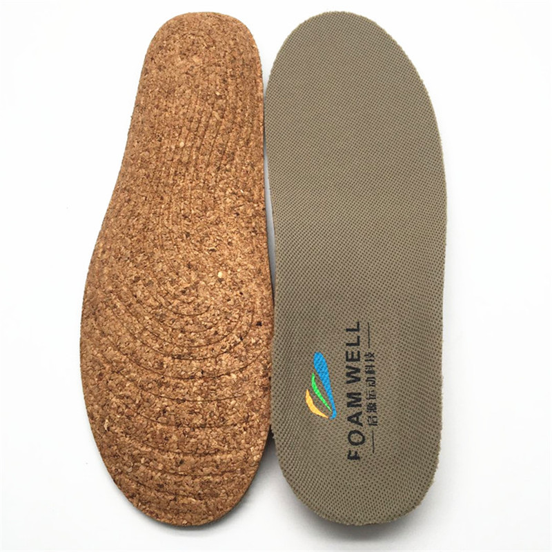 manufacture custom mesh fabric  orthotics Eco-friendly cork insoles